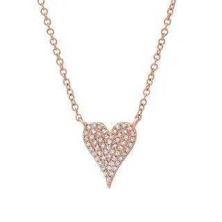 0.11ct 14k Rose Gold Diamond Pave Heart Necklace