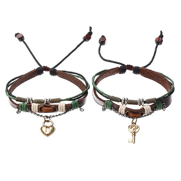 1 Pair Lover's Leather Bracelet