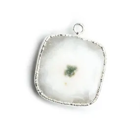 12-25mm Silver Leafed Solar Quartz Plain Square Pendant 1 Piece