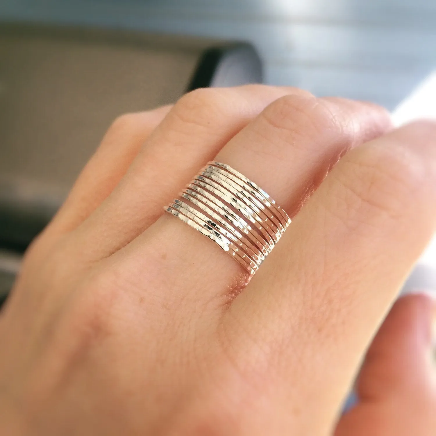 12 Super Skinny Stacking Rings Set,Notched Textured Ring Set,Ring Set,Textured Rings,Boho Stacking Rings,Minimalist,Modern,Skinny Ring,Gift