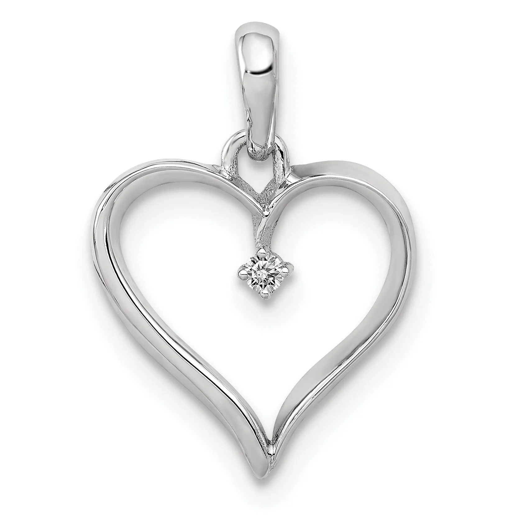 14K White Gold 1/20ct. Diamond Heart Pendant