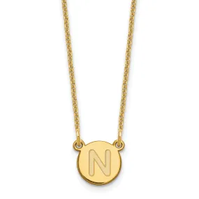 14k Yellow Gold Tiny Circle Block Letter O Initial Pendant and Necklace