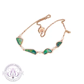 14kt Rose Gold Bracelet 4 Freeform Black Opal and diamond bracelet