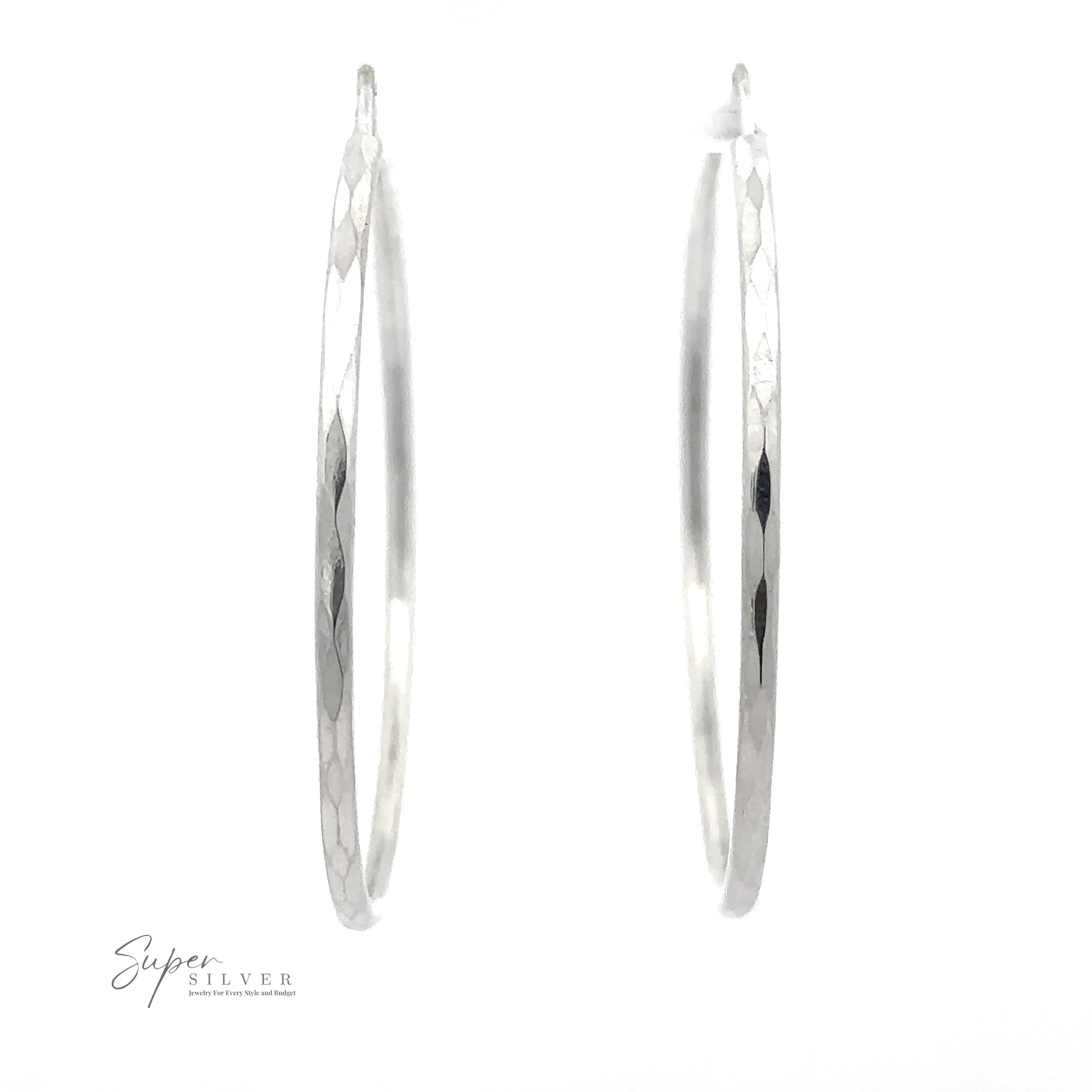 1.5mm Faceted Silver Infinity Hoops