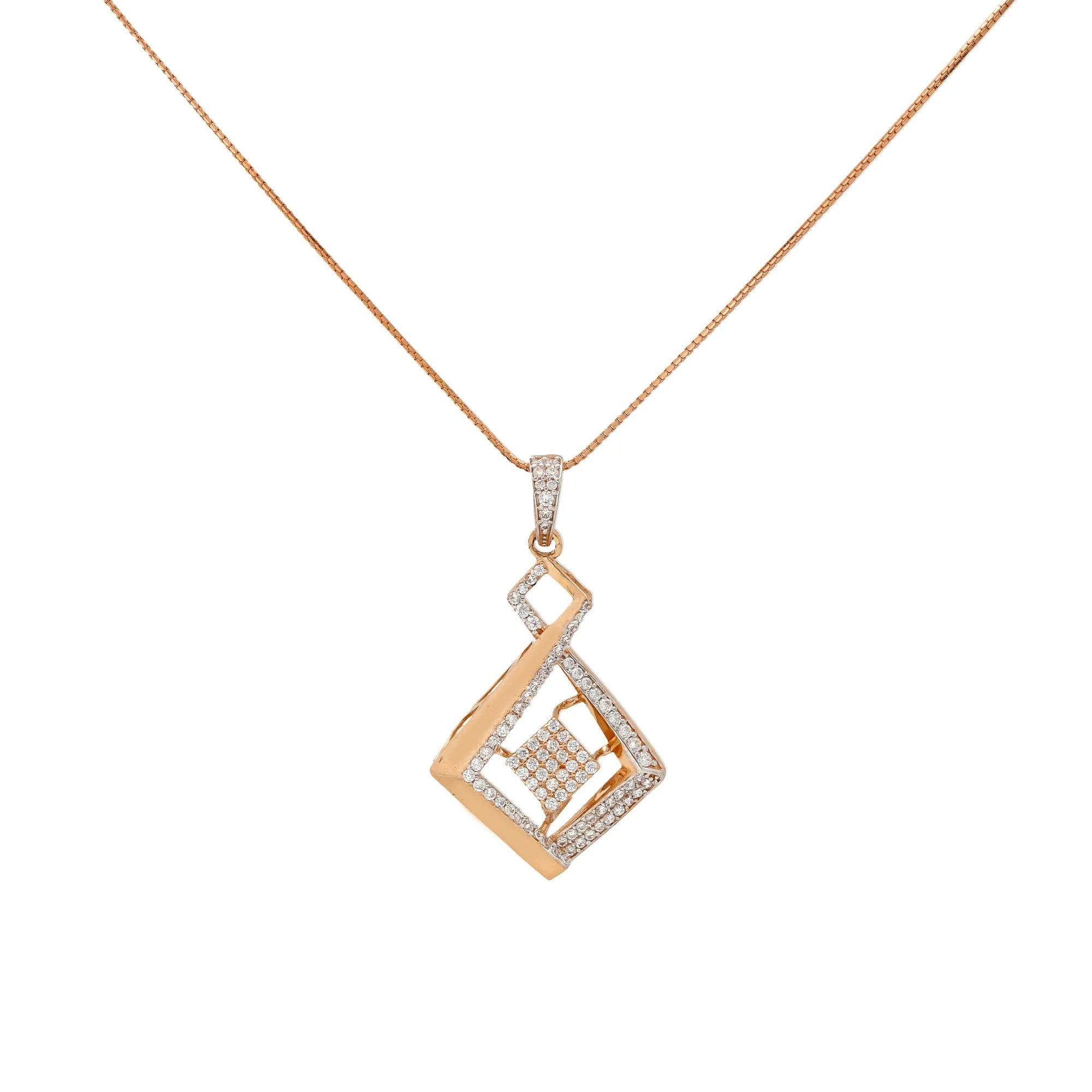 18K Rose Gold & CZ Necklace Set (11.1gm)