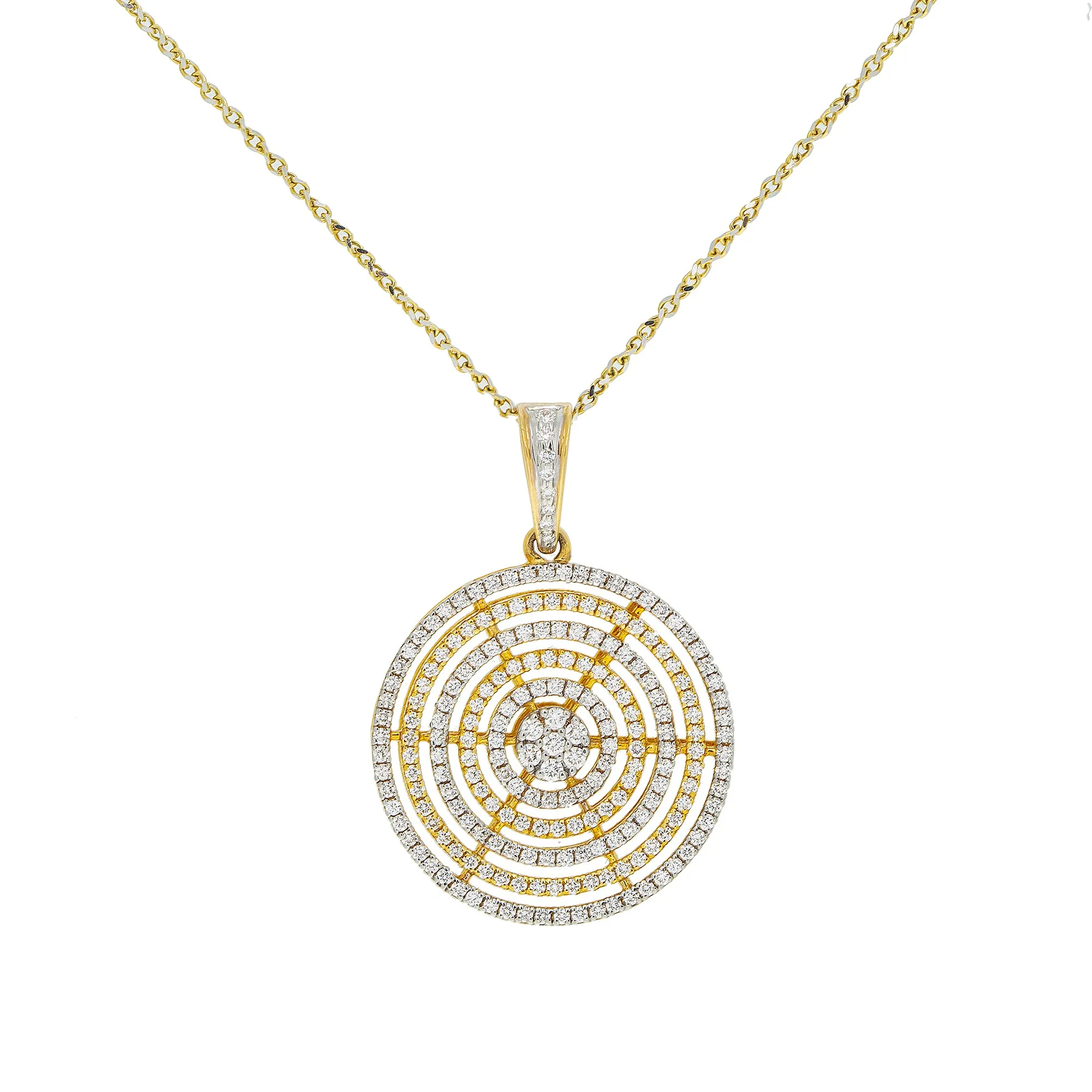 18K Yellow & White Gold Diamond Pendant Set (16.4gm)