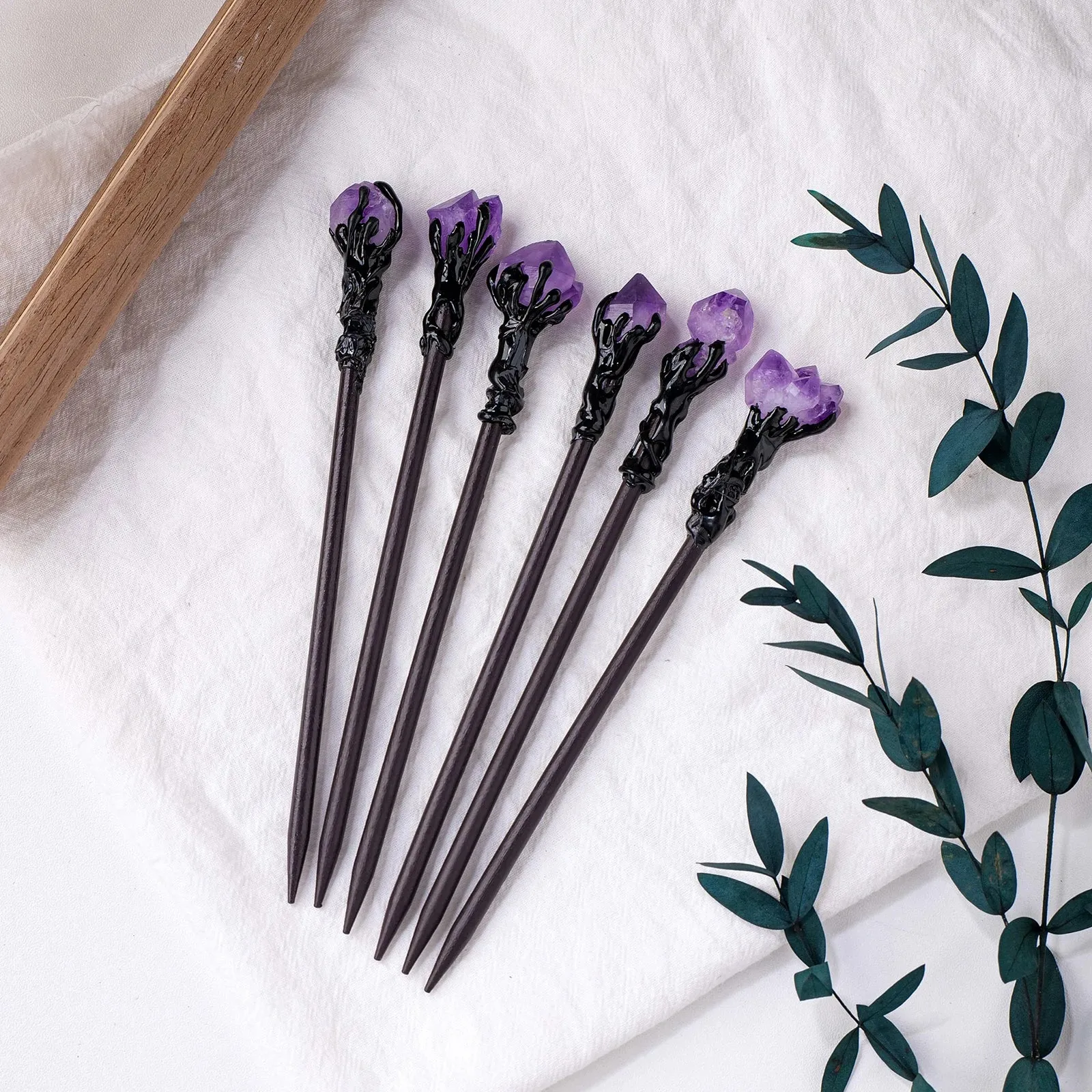 1PC Natural Crystal Ball Hairpins