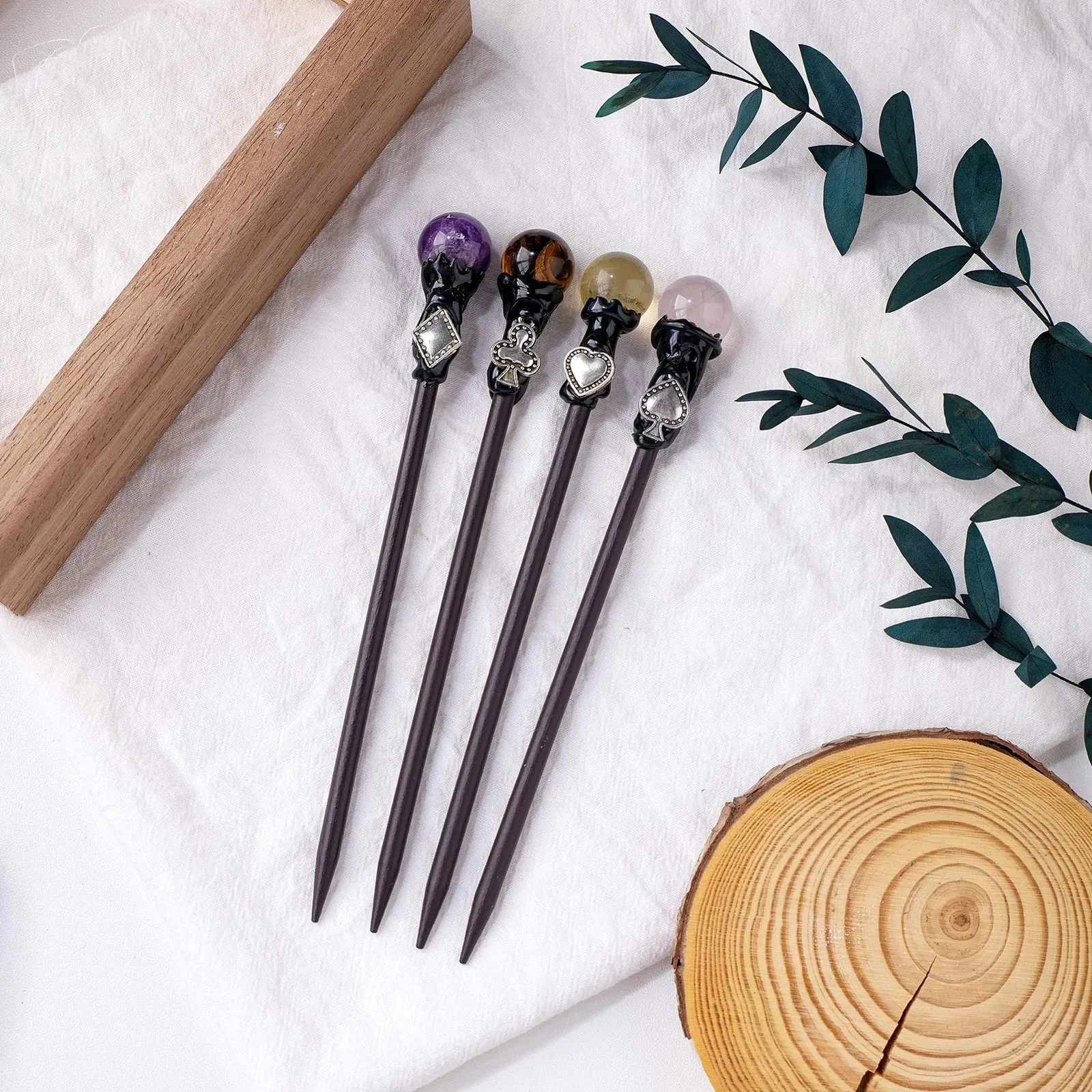 1PC Natural Crystal Ball Hairpins