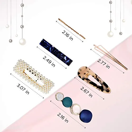 20Pcs Pearl Hair Clips - QCAiheng Fashion Korean Style Pearls Hair Barrettes Sweet Artificial Macaron Acrylic Resin Barrettes Hairpins,Ladies and Girls Headwear Styling Tools Hair Accessories