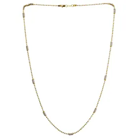 22K Multi Tone Gold Ball Chain W/ White Gold Pipe Beads