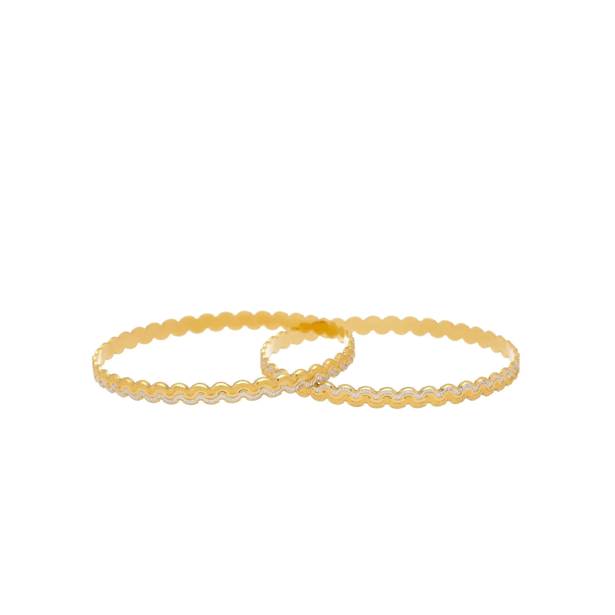 22K Yellow & White Gold Wave Bangle Set Of 6