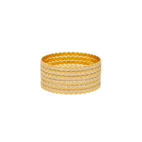 22K Yellow & White Gold Wave Bangle Set Of 6