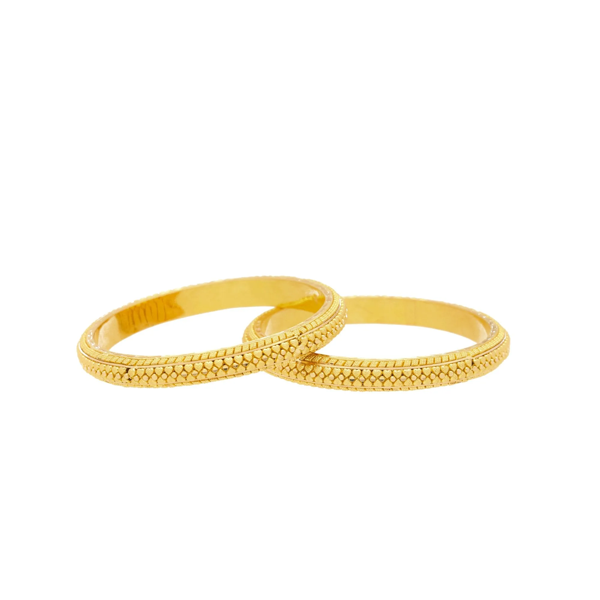 22K Yellow Gold Beaded Heart Bangles