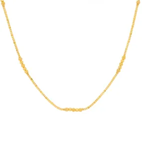 22K Yellow Gold Necklace W/ Split Strands & Ball Accents