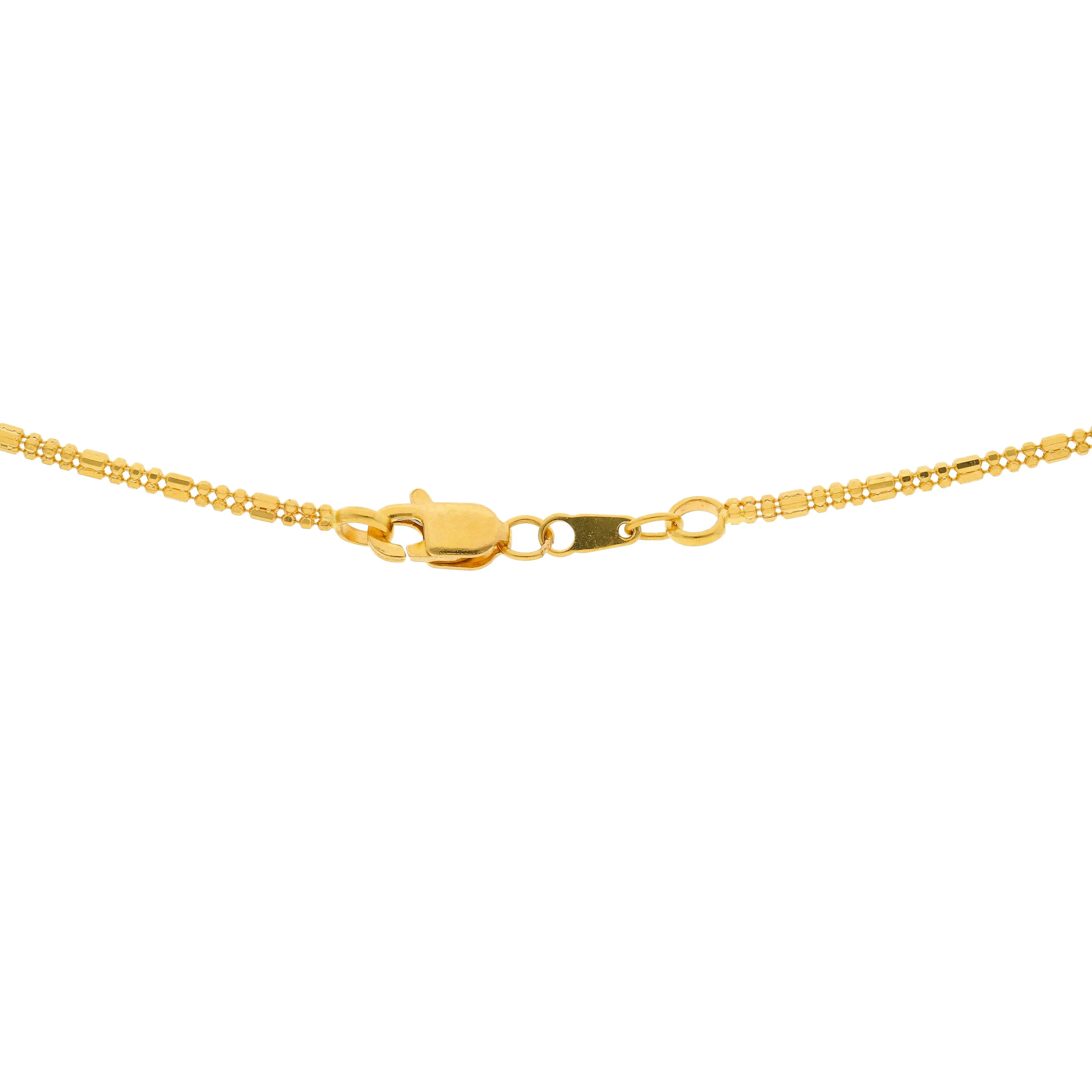 22K Yellow Gold Necklace W/ Split Strands & Ball Accents