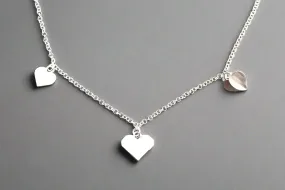 3 Heart Pendant Sterling Silver Necklace