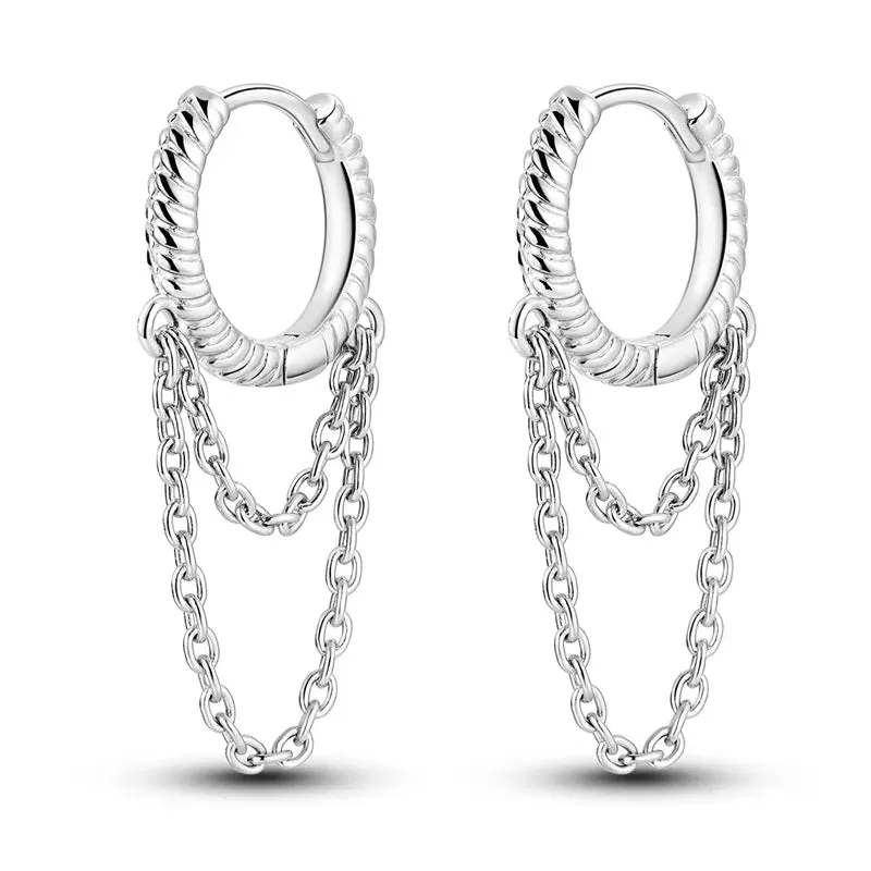 925 Silver Hoop Earrings For Women Sparkling Pave CZ U Shape Star Moon Feather Luxury Fine Engagement Wedding Earring