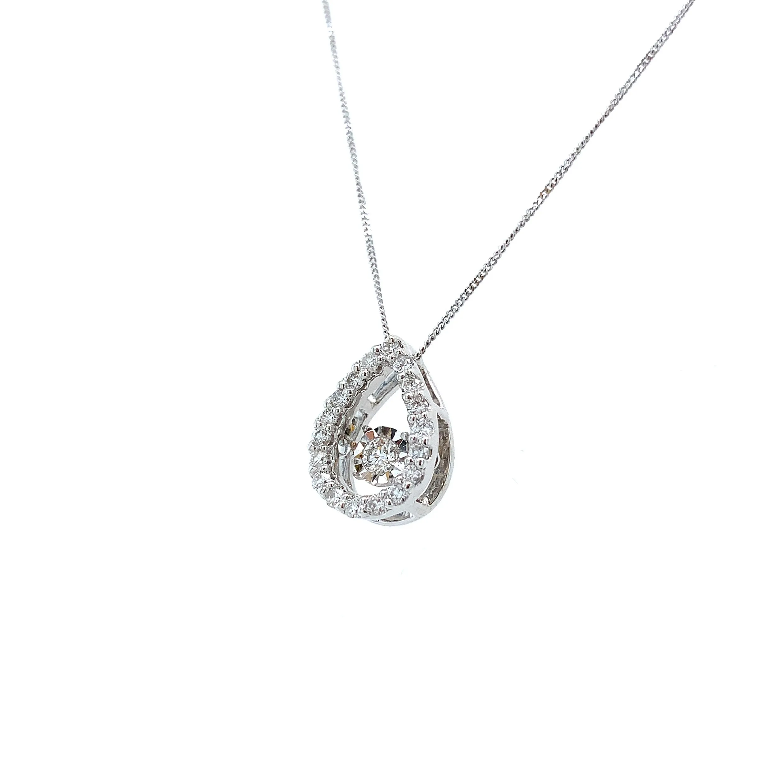 9K White Gold 0.25ct Diamond Pear Shape Pendant