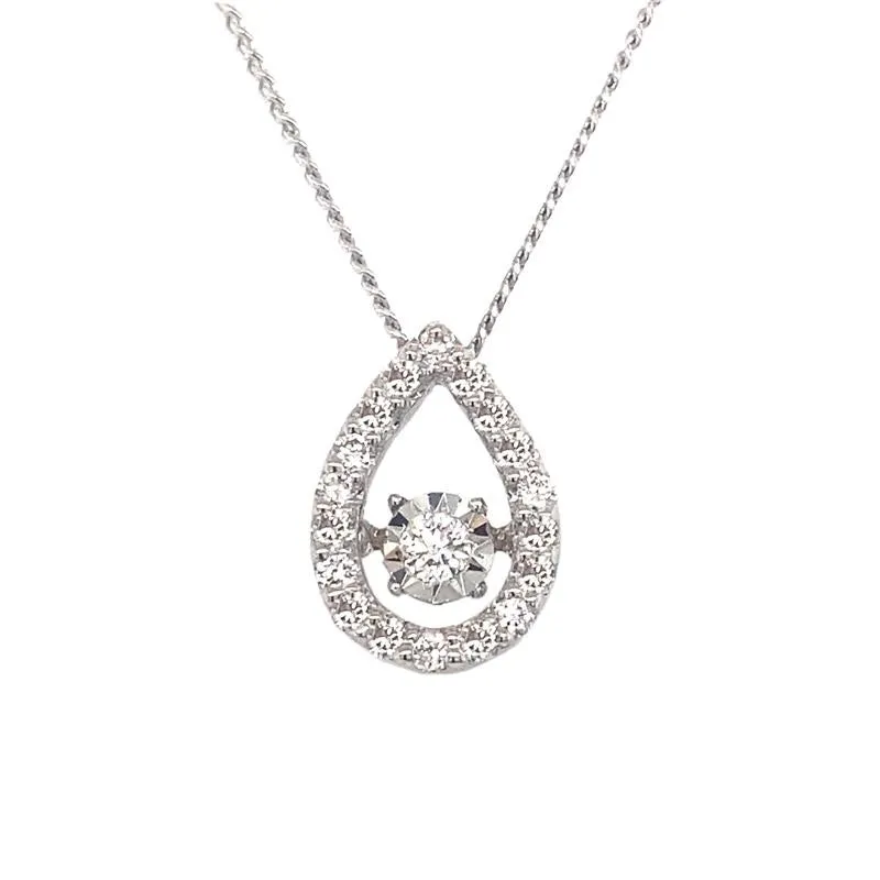 9K White Gold 0.25ct Diamond Pear Shape Pendant