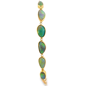 9kt Yellow Gold Bracelet with Bezel-Set 5.32ct Black Opals - Handcrafted Luxurious Opal Jewelry