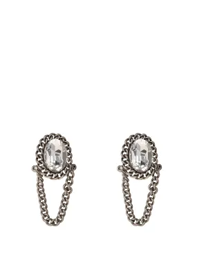 Alessandra Rich Crystal-Embellished Chainlink Earrings