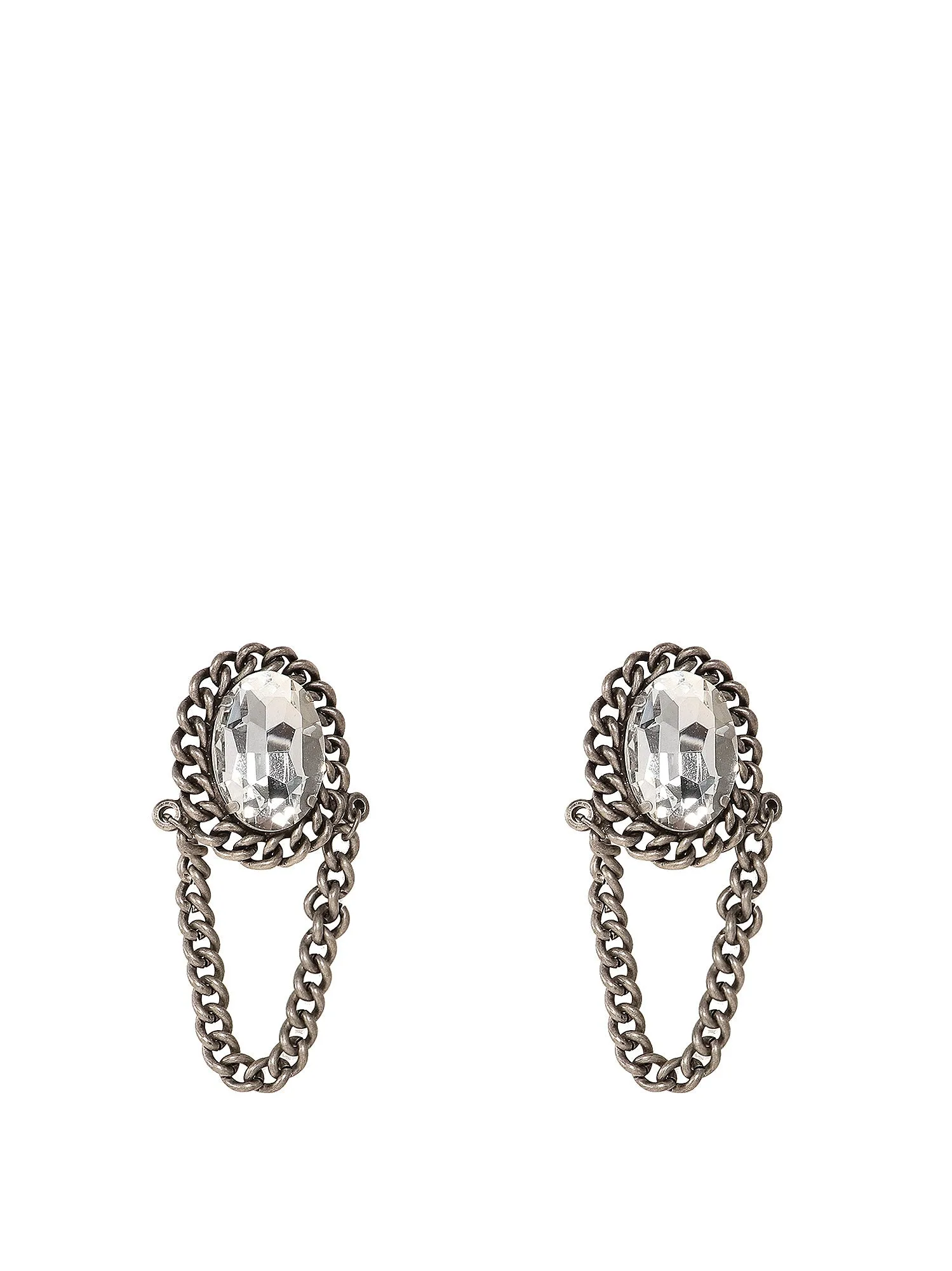 Alessandra Rich Crystal-Embellished Chainlink Earrings