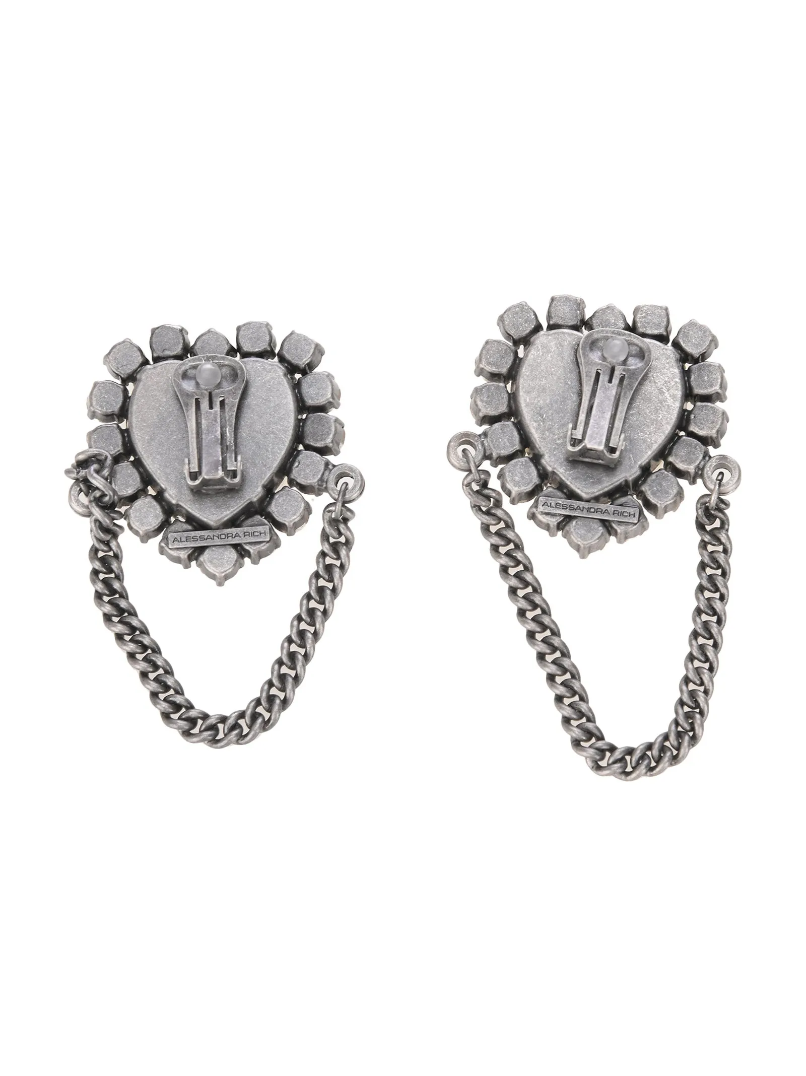 Alessandra Rich Heart Chain-Link Detail Earrings