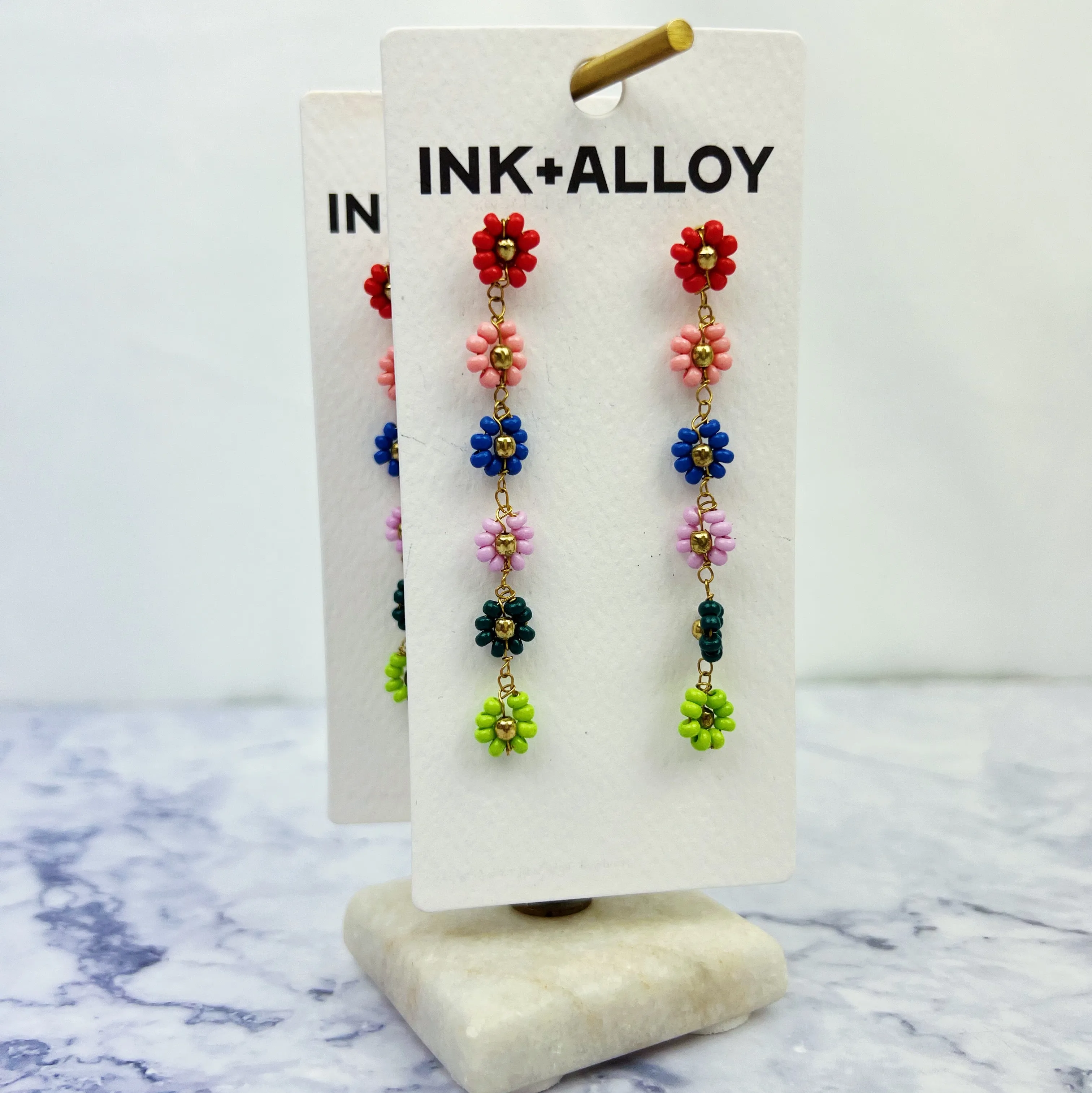 Amanda Multicolor Flower Beaded Dangle Earrings Rio