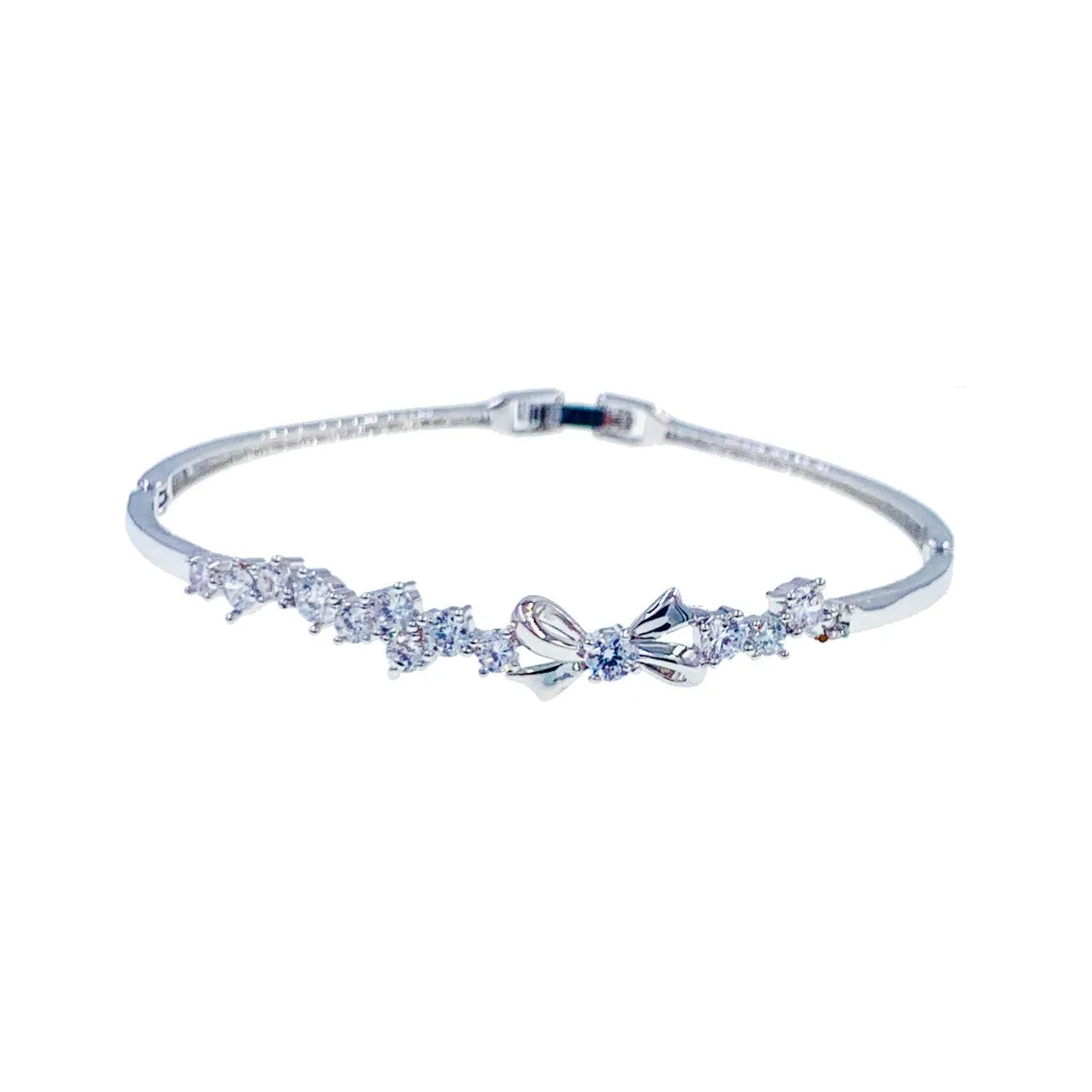 Anouk Bow Cubic Zirconia Bangle Bracelet Silver