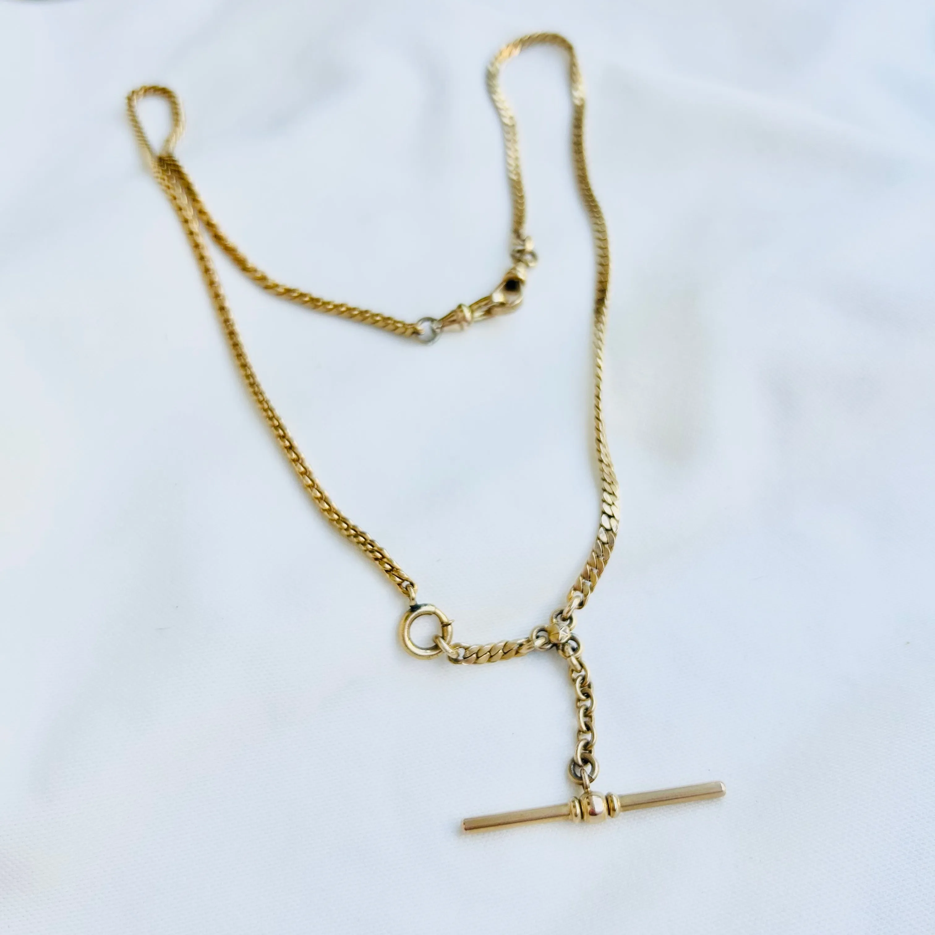 Antique Gold Filled Necklace With T-Bar