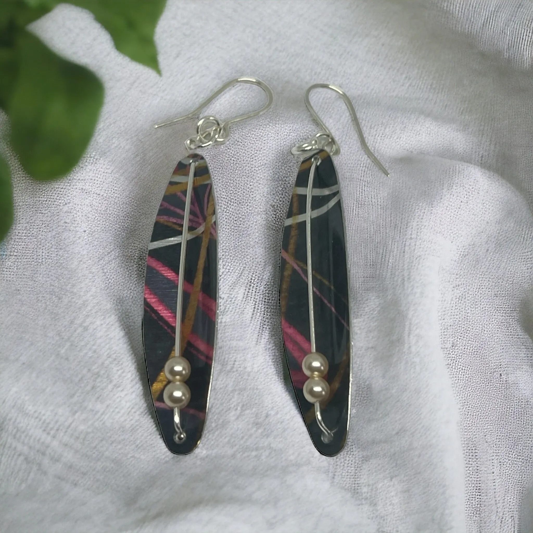 Bamboo feather pod style Earrings