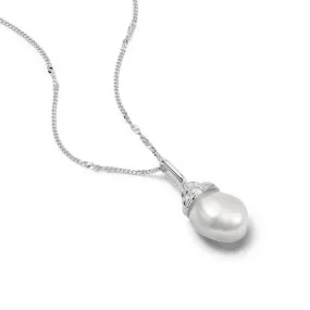 Baroque Pearl Shell Necklace Sterling Silver