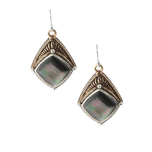 Barse Copper and Black Mother of Pearl Earring