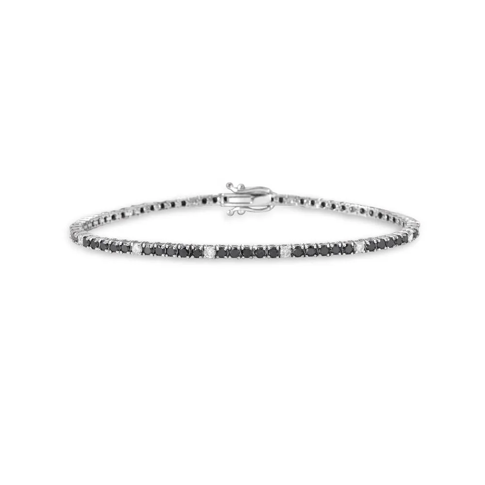 Black & White Diamond Tennis Bracelet (3.25 ct.) 2.50 mm 4-Prongs Setting in 14K Gold