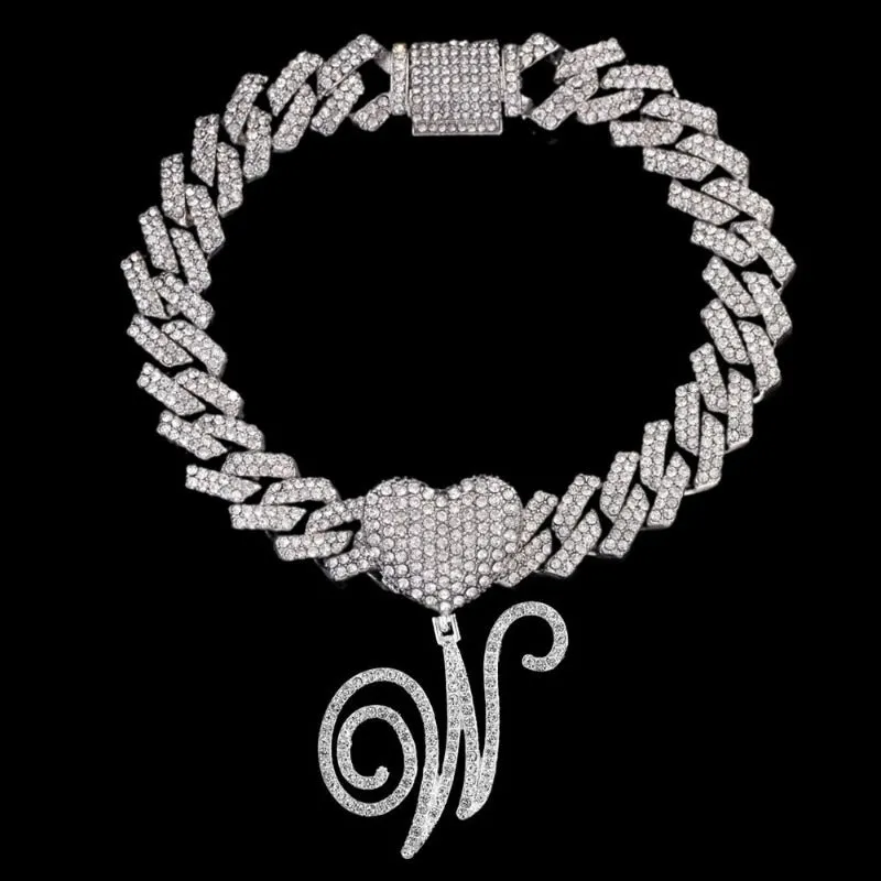 Bling Initial Letter Bracelet for Women Cuban Chain Jewelry