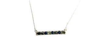 Blue Green Sapphire Bar Necklace