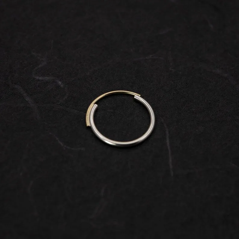 Bridge ring N°7 in sterling silver and 18kt solid gold