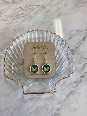 Butterfly Green Circle Drop Earring