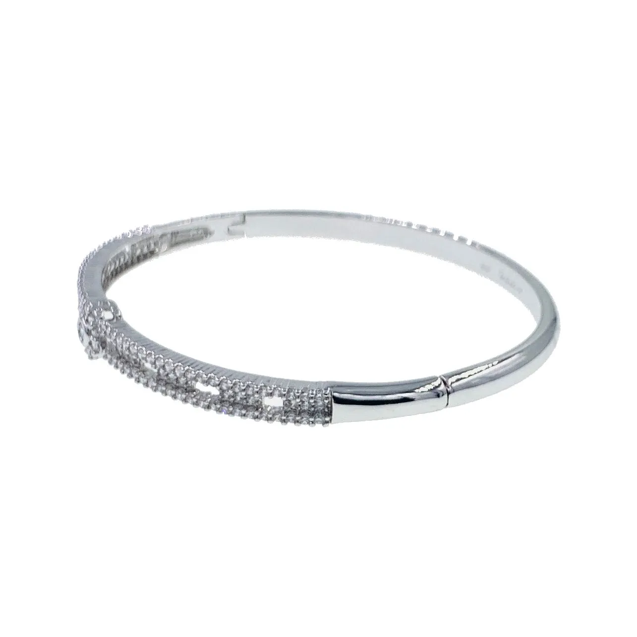 Calvina Stud Cubic Zirconia Bangle Bracelet Silver