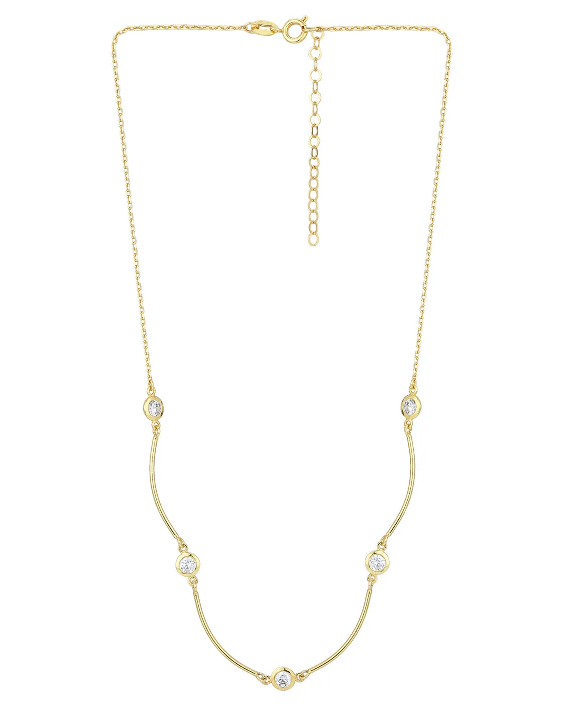 Carlton London 18Kt Gold Plated With Curve Bar Minimal Necklace