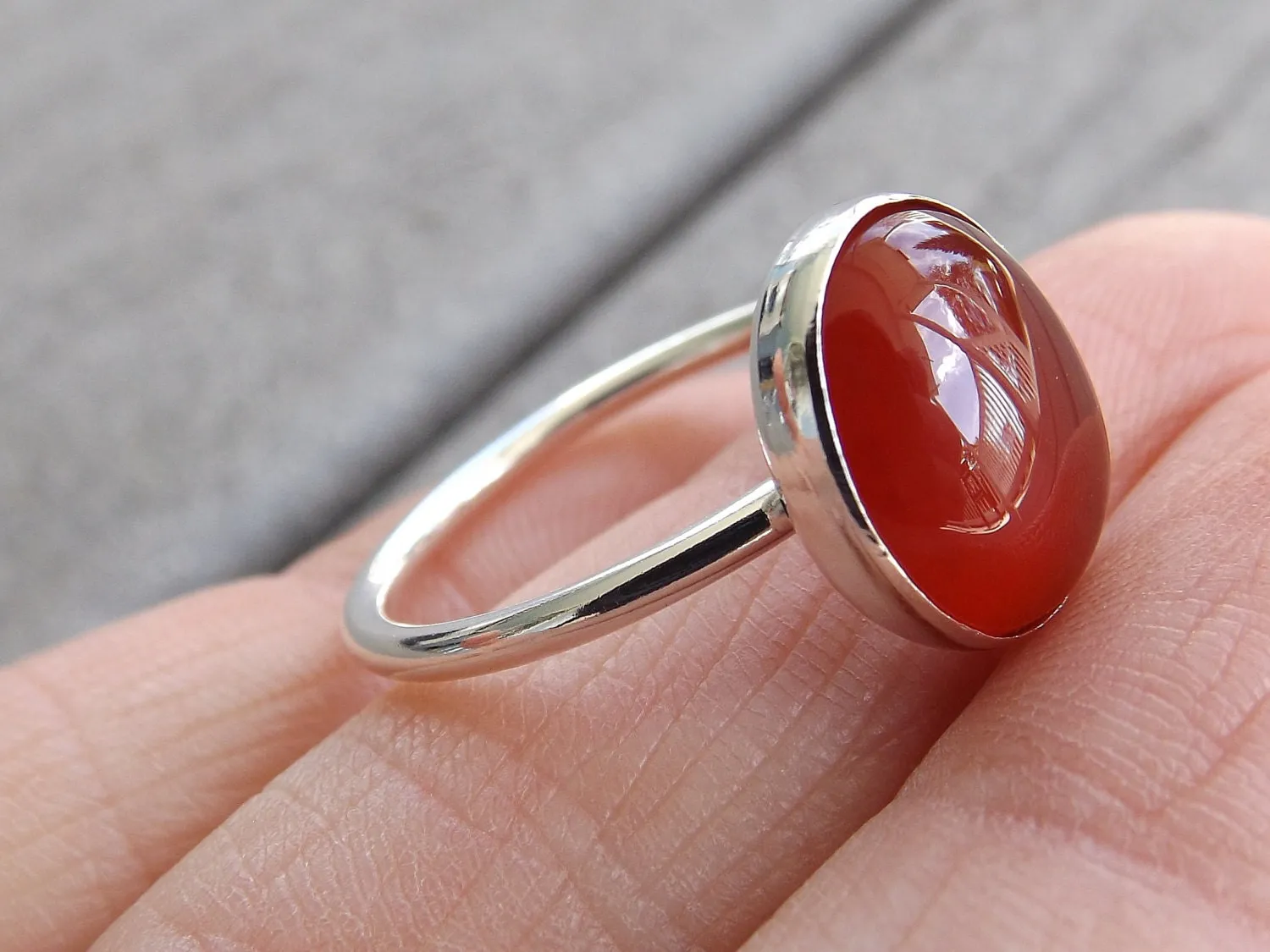 Carnelian Ring, Gemstone Ring, Large Carnelian Ring, Red, Modern, Simple, Everyday, Gift, Gemstone Jewelry, Natural Stone, Cocktail Ring