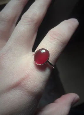 Carnelian Ring, Gemstone Ring, Large Carnelian Ring, Red, Modern, Simple, Everyday, Gift, Gemstone Jewelry, Natural Stone, Cocktail Ring