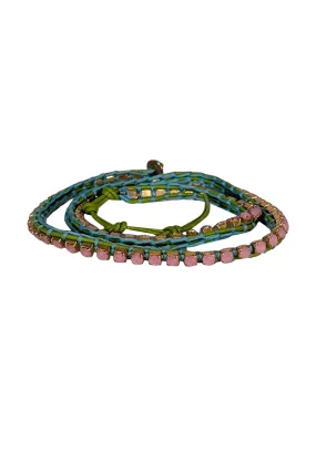 Chan Luu - Green & Blue w/ Pink Gems Wrap Around Bracelet