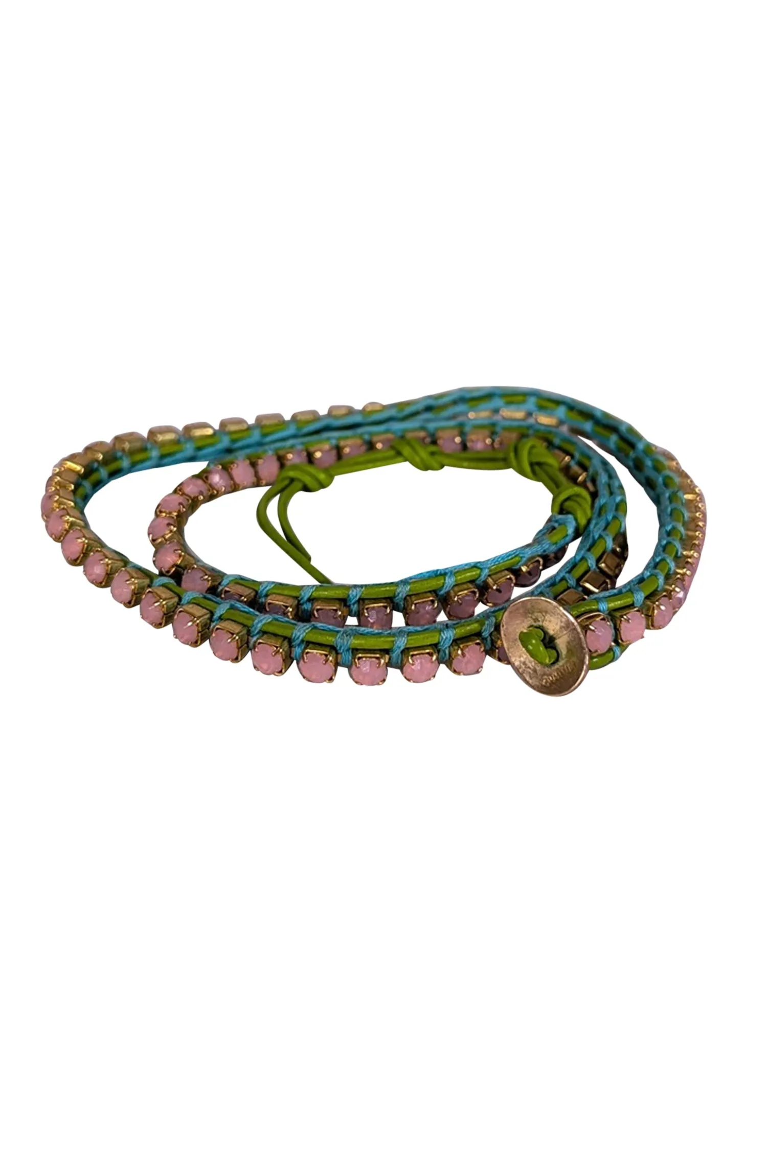 Chan Luu - Green & Blue w/ Pink Gems Wrap Around Bracelet