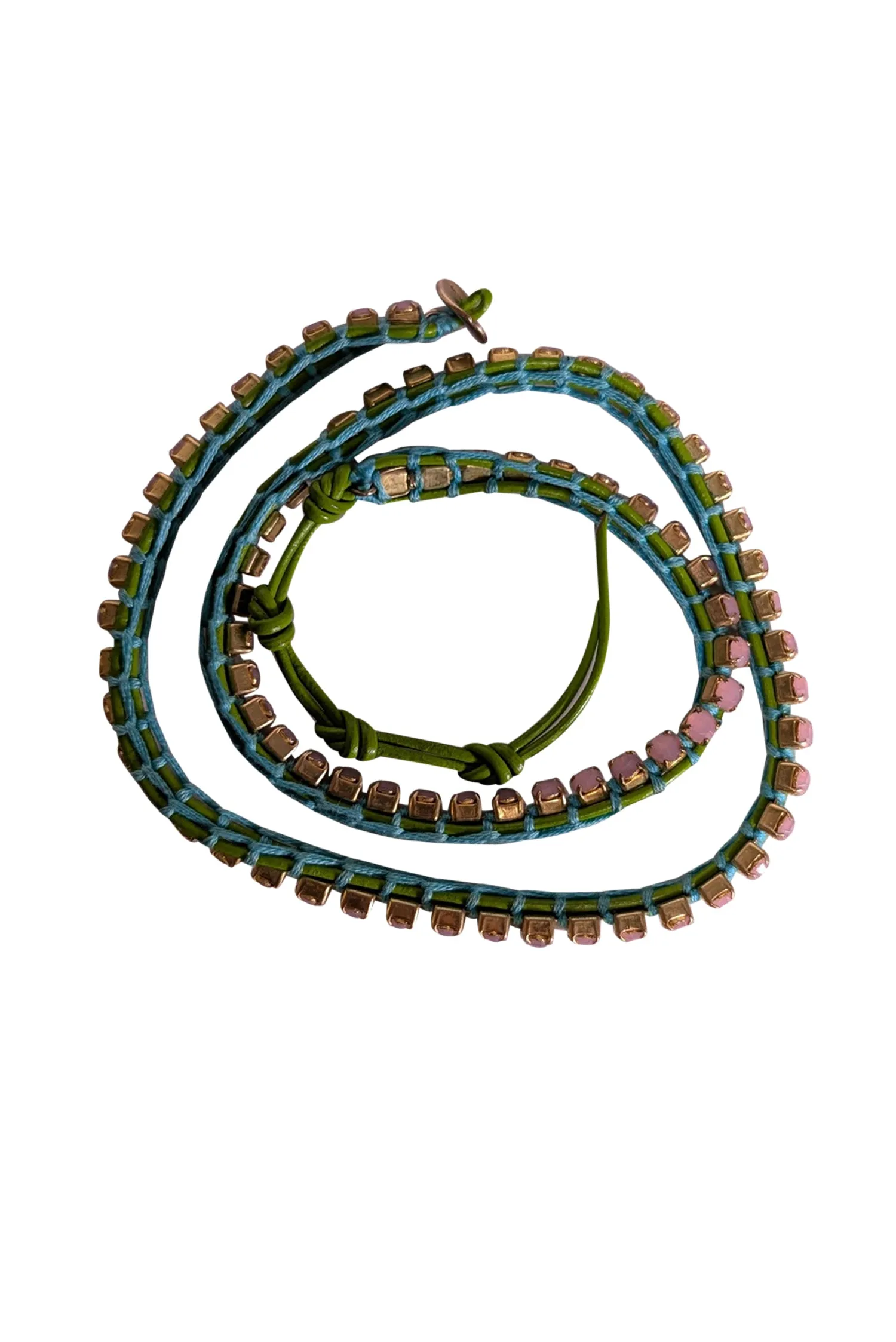 Chan Luu - Green & Blue w/ Pink Gems Wrap Around Bracelet