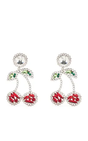 Cherry Crystal Clip-On Earrings