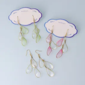 Clear Petal Triple Drop Earrings