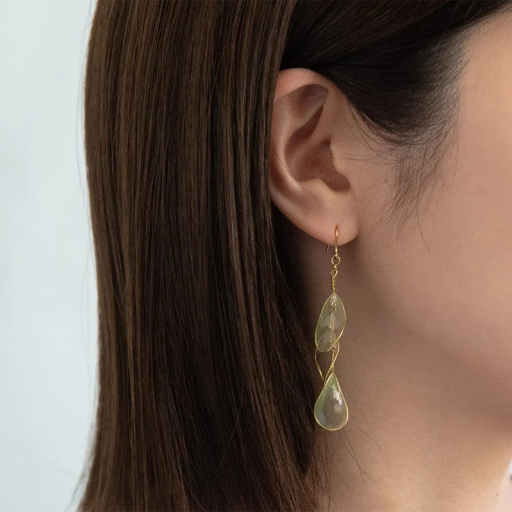 Clear Petal Triple Drop Earrings