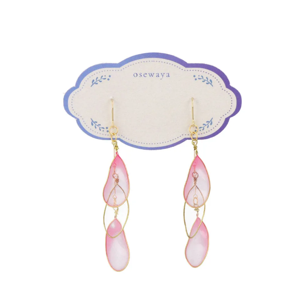 Clear Petal Triple Drop Earrings