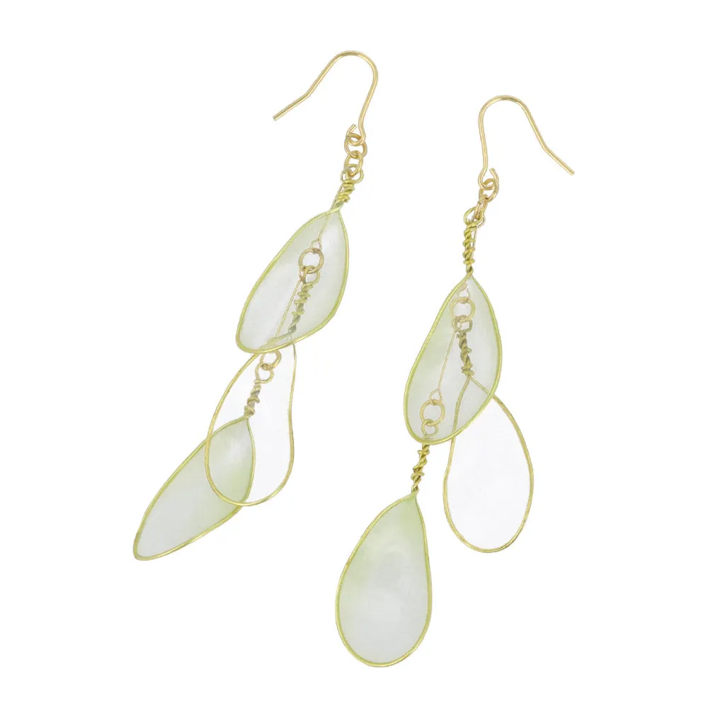 Clear Petal Triple Drop Earrings